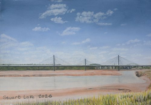 Mersey Gateway with Runcorn Bridge in the background